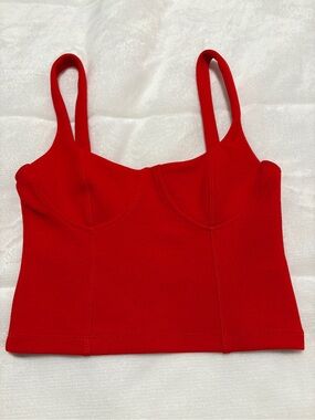 Zara Red Structured Bustier Crop Top